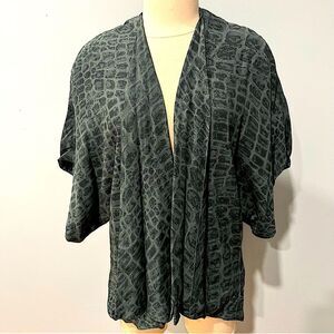NWT French Connection Green Fast Alligator Check Draped Kimono Blazer Size S/M